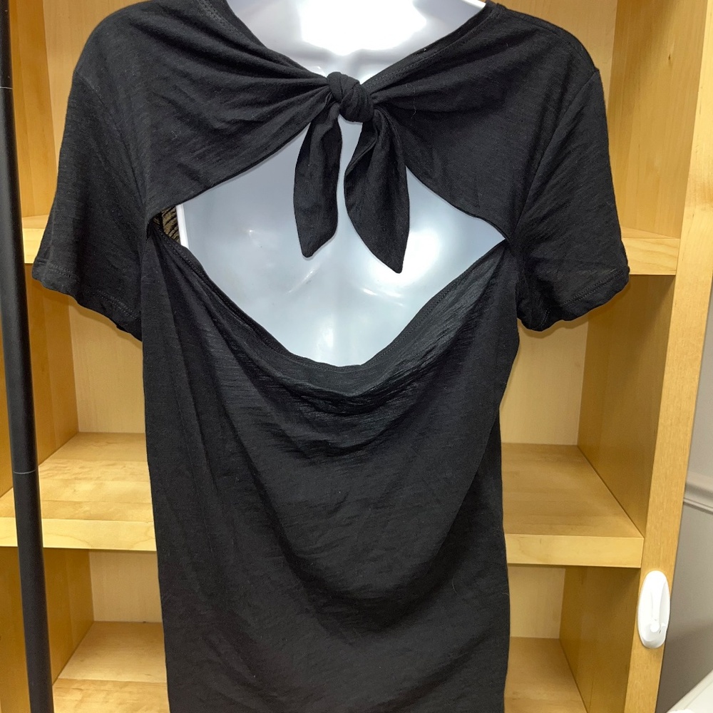 PROENZA SCHOULER 100% COTTON BLACK BACK BOW TIE TOP SHIRT M - Picture 2 of 3